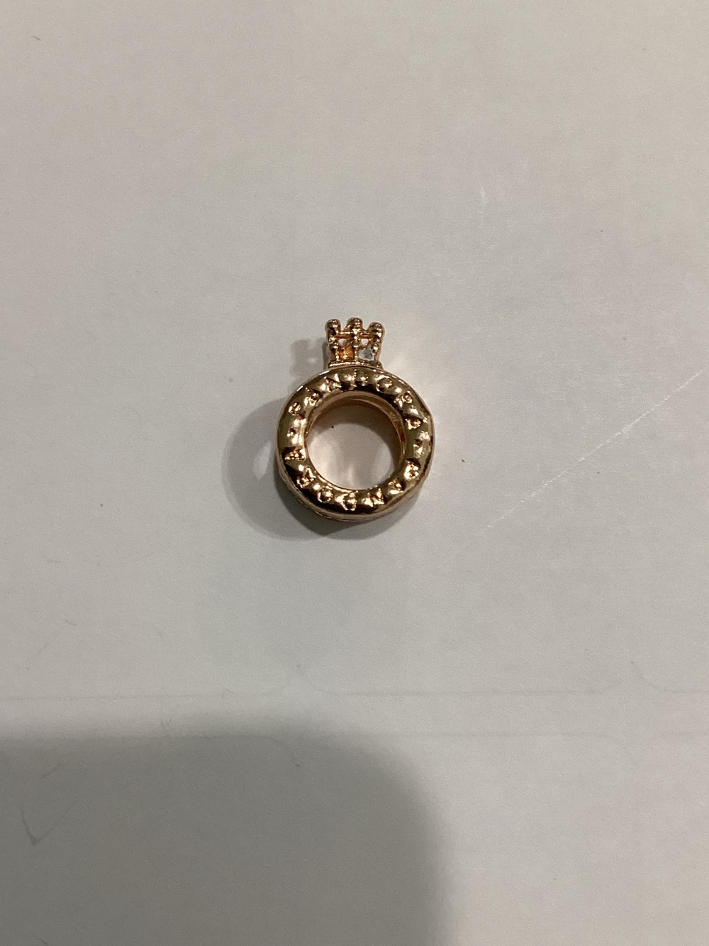 Gold Circle Charm Pendant with Crown Accent